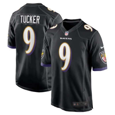 Men's Baltimore Ravens Justin Tucker Black Player Game Jersey 01