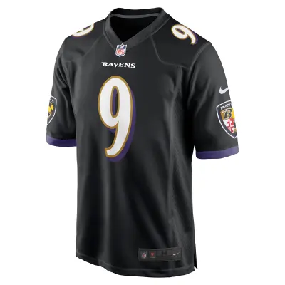 Men's Baltimore Ravens Justin Tucker Black Player Game Jersey 02