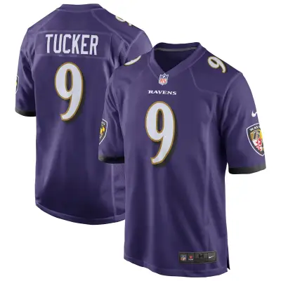 Men's Baltimore Ravens Justin Tucker Purple Game Jersey 01