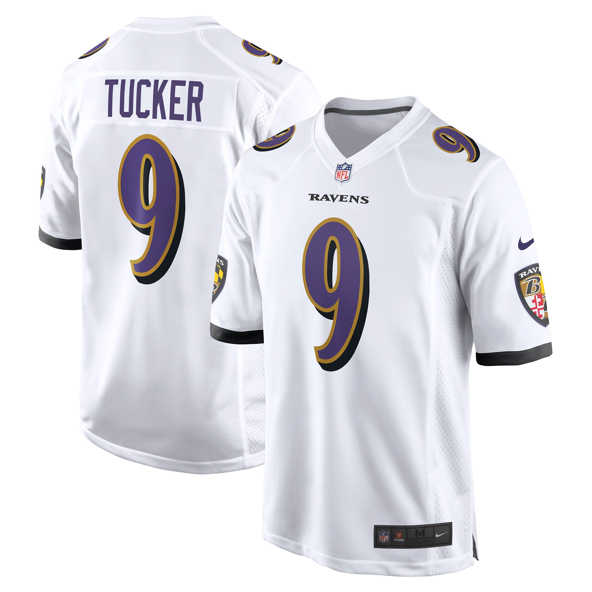 Men's Baltimore Ravens Justin Tucker White Game Jersey
