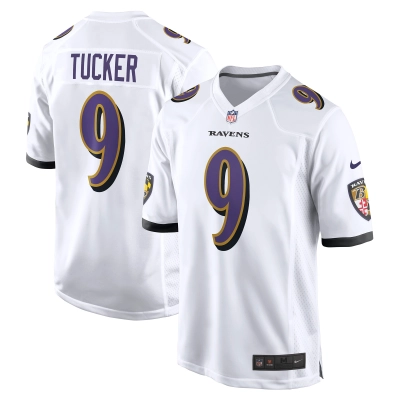 Men's Baltimore Ravens Justin Tucker White Game Jersey 01