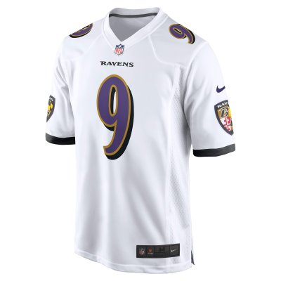 Men's Baltimore Ravens Justin Tucker White Game Jersey 02