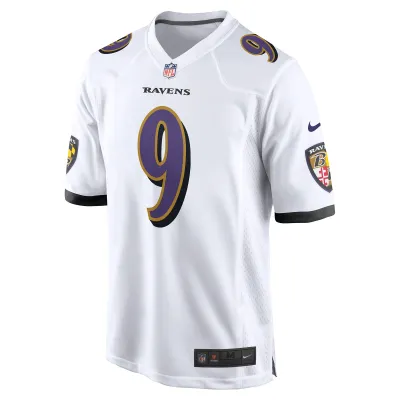 Men's Baltimore Ravens Justin Tucker White Game Jersey 02