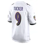 Men's Baltimore Ravens Justin Tucker White Game Jersey