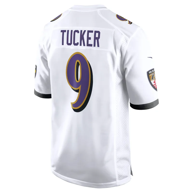 Men's Baltimore Ravens Justin Tucker White Game Jersey