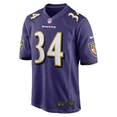 Men's Baltimore Ravens Keaton Mitchell Purple Game Jersey 02