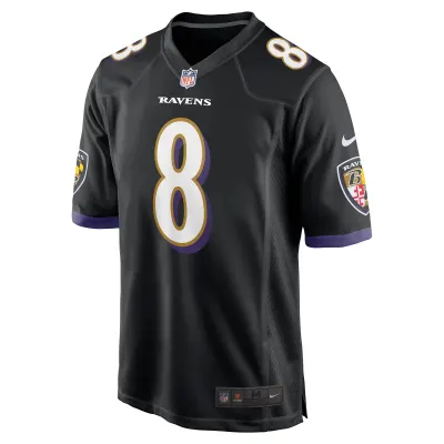 Men's Baltimore Ravens Lamar Jackson Black Alternate Game Jersey 02
