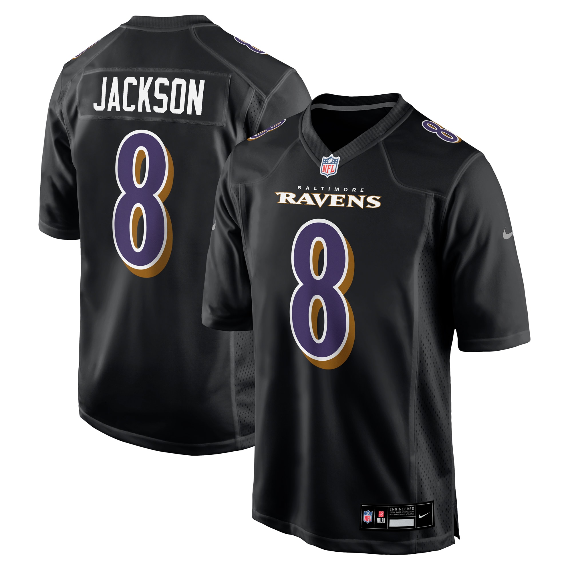 Men's Baltimore Ravens Lamar Jackson Black Fashion Game Jersey
