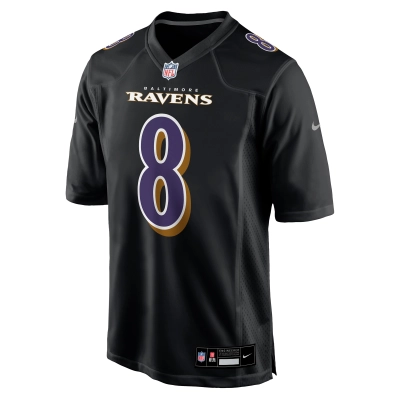 Men's Baltimore Ravens Lamar Jackson Black Fashion Game Jersey 02