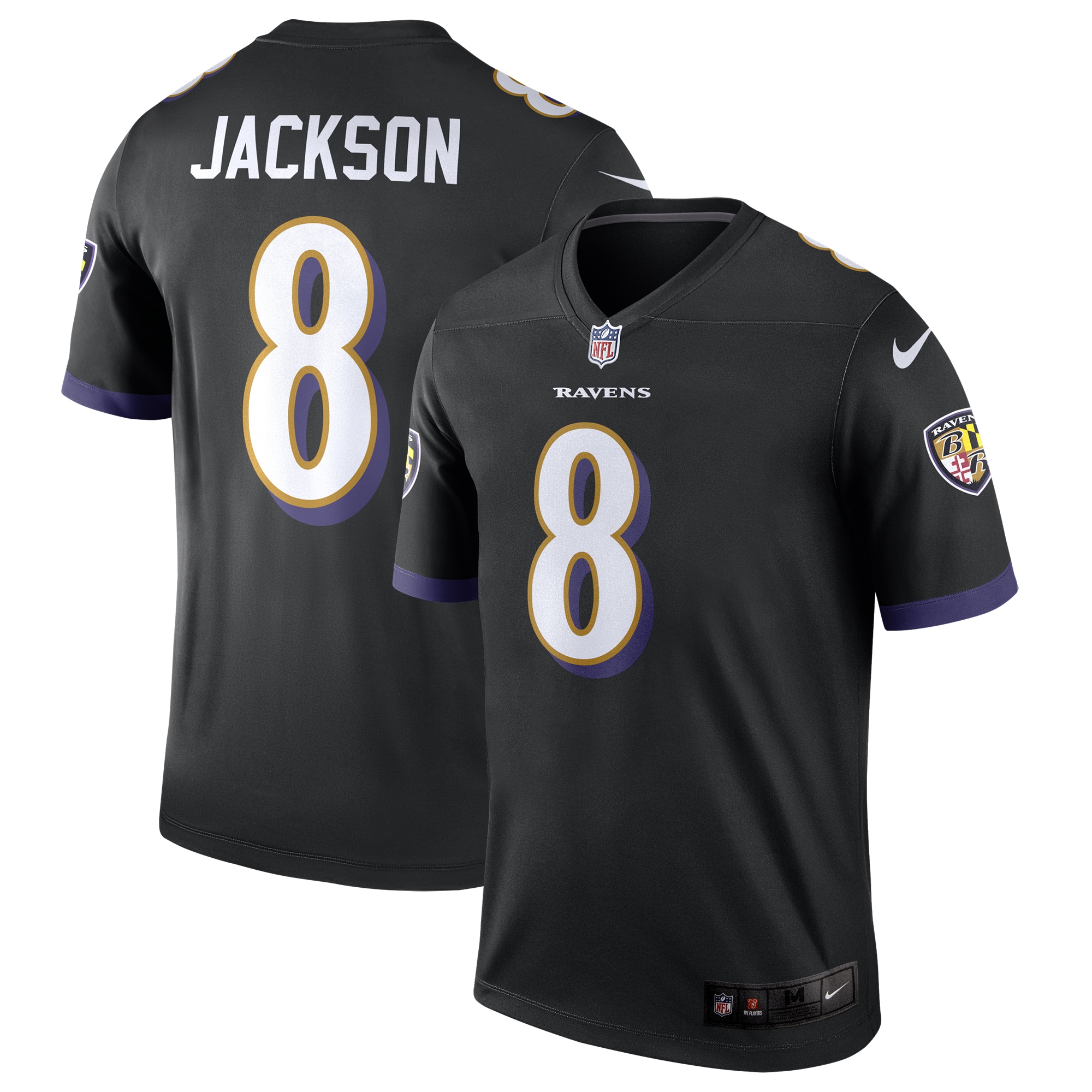 Men's Baltimore Ravens Lamar Jackson Black Legend Jersey
