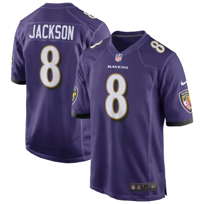 Men's Baltimore Ravens Lamar Jackson Purple Game Jersey 01