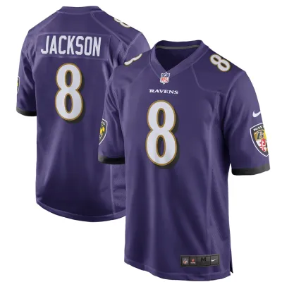 Men's Baltimore Ravens Lamar Jackson Purple Game Player Jersey 01