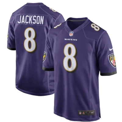 Men's Baltimore Ravens Lamar Jackson Purple Game Player Jersey 01