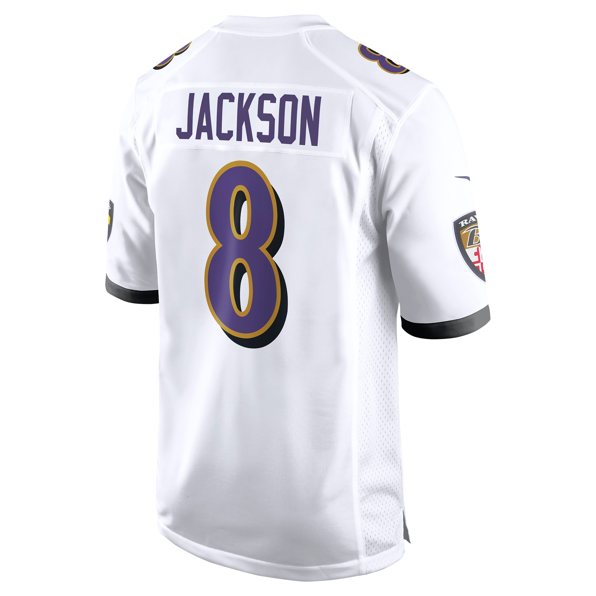 Men's Baltimore Ravens Lamar Jackson White Game Jersey