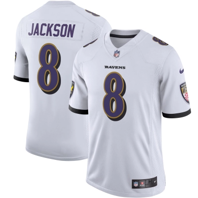 Men's Baltimore Ravens Lamar Jackson White Vapor Limited Jersey 01
