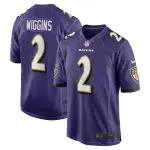 Men's Baltimore Ravens Nate Wiggins Purple 2024 NFL Draft First Round Pick Player Game Jersey