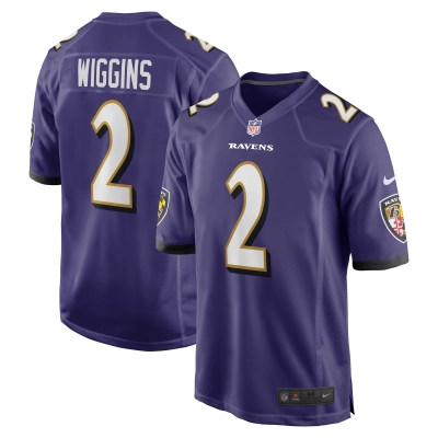 Men's Baltimore Ravens Nate Wiggins Purple 2024 NFL Draft First Round Pick Player Game Jersey 01