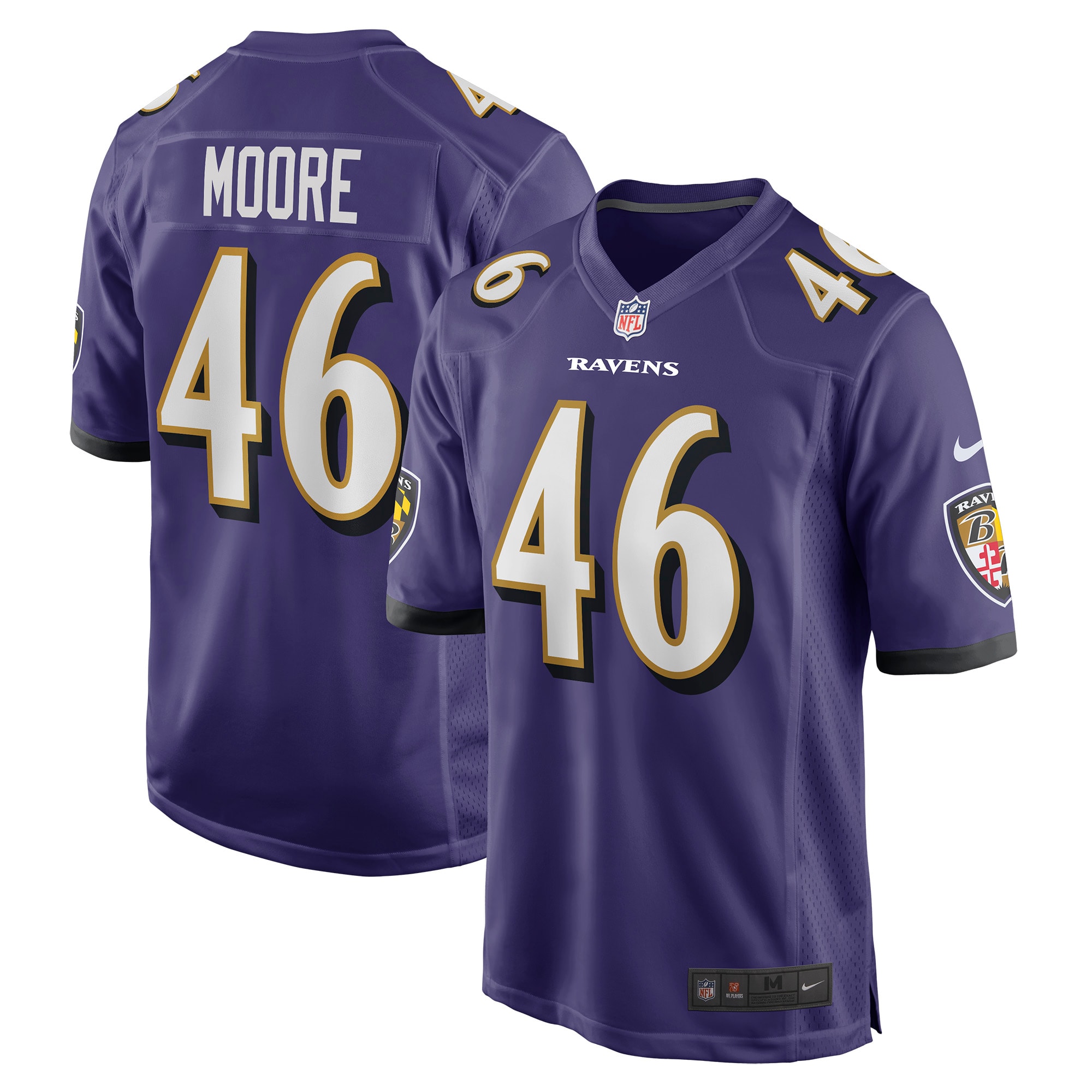 Men's Baltimore Ravens Nick Moore Purple Game Jersey