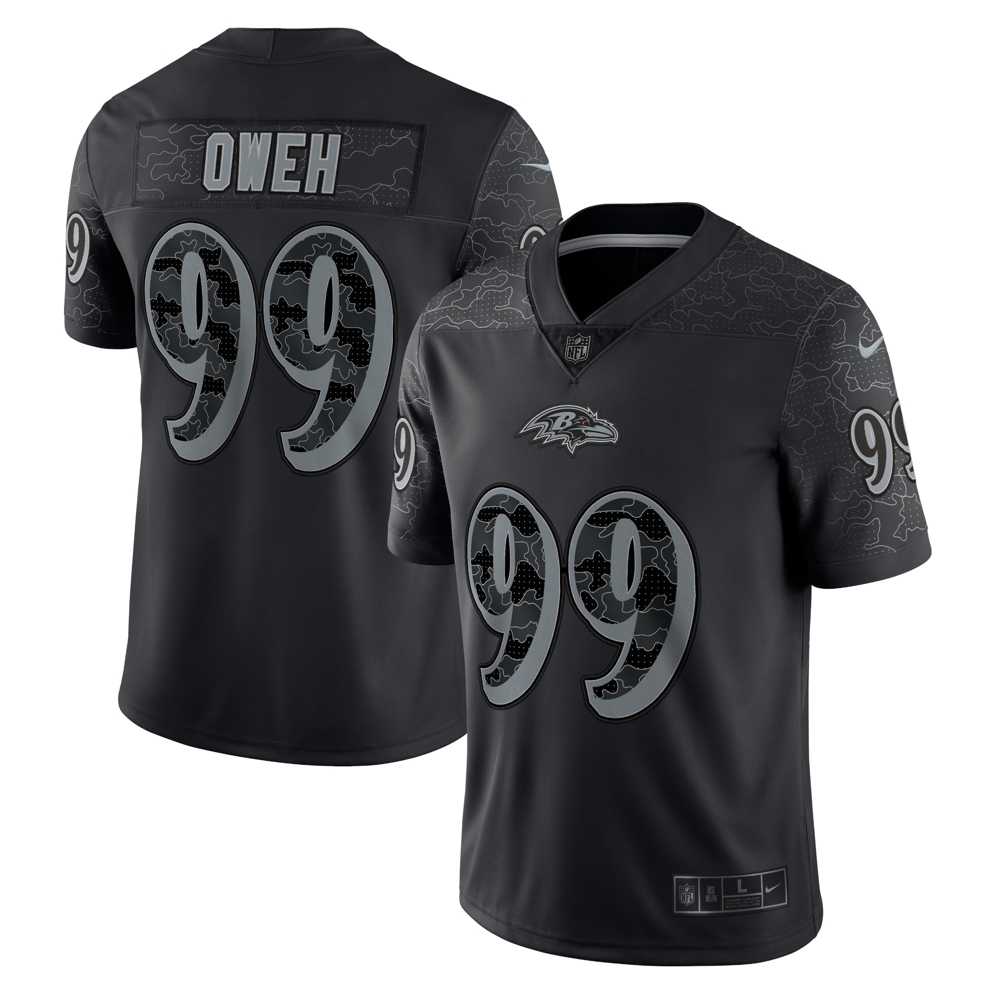 Men's Baltimore Ravens Odafe Oweh Black RFLCTV Limited Jersey