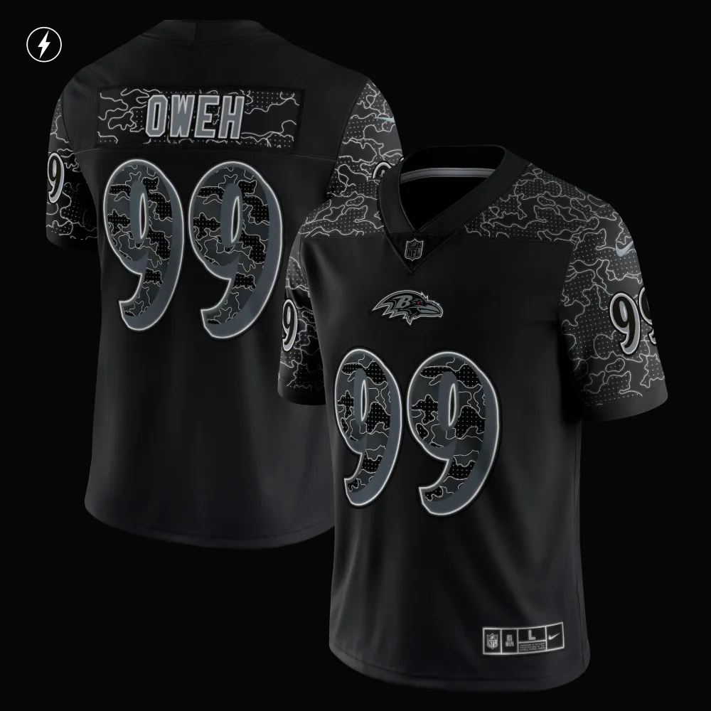 Men's Baltimore Ravens Odafe Oweh Black RFLCTV Limited Jersey