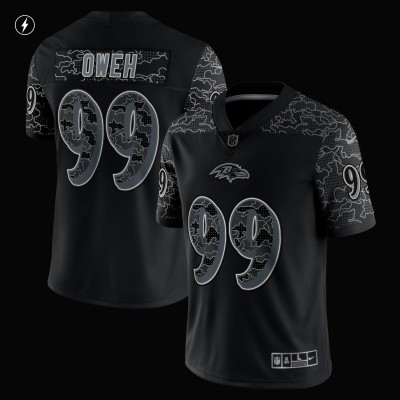 Men's Baltimore Ravens Odafe Oweh Black RFLCTV Limited Jersey 02