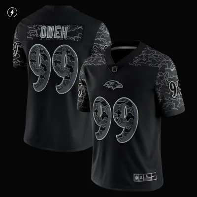Men's Baltimore Ravens Odafe Oweh Black RFLCTV Limited Jersey 02