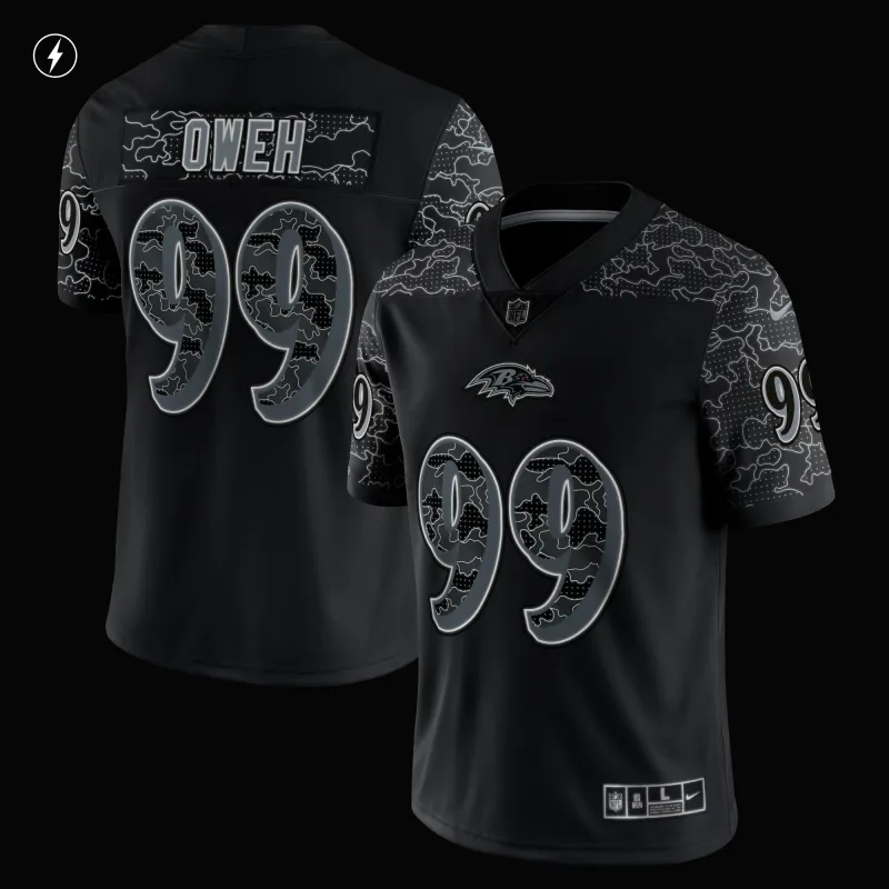 Men's Baltimore Ravens Odafe Oweh Black RFLCTV Limited Jersey