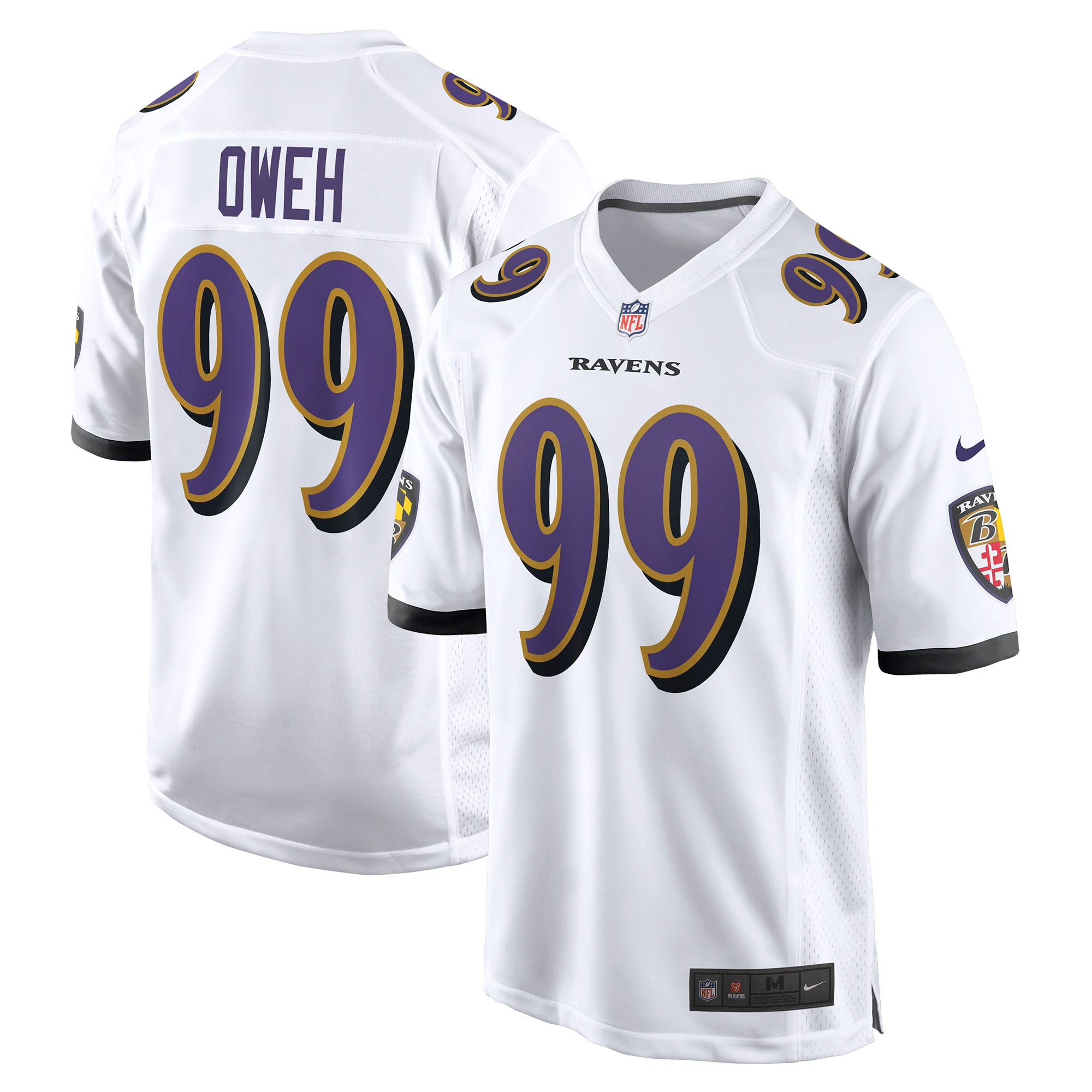 Men's Baltimore Ravens Odafe Oweh White Game Jersey