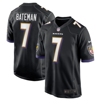 Men's Baltimore Ravens Rashod Bateman Black Game Player Jersey 01
