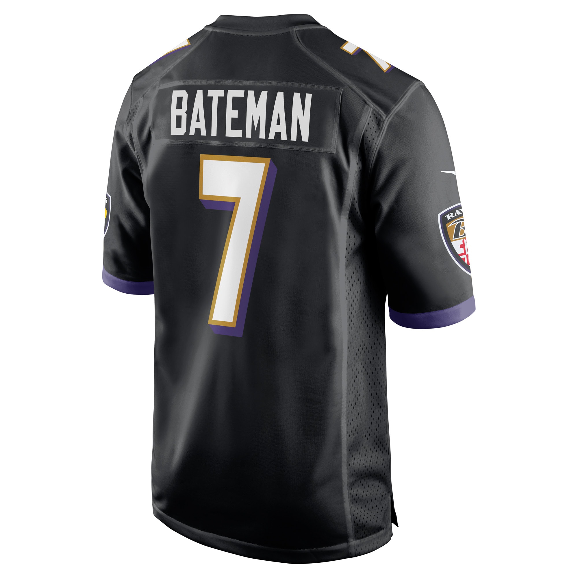 Men's Baltimore Ravens Rashod Bateman Black Game Player Jersey