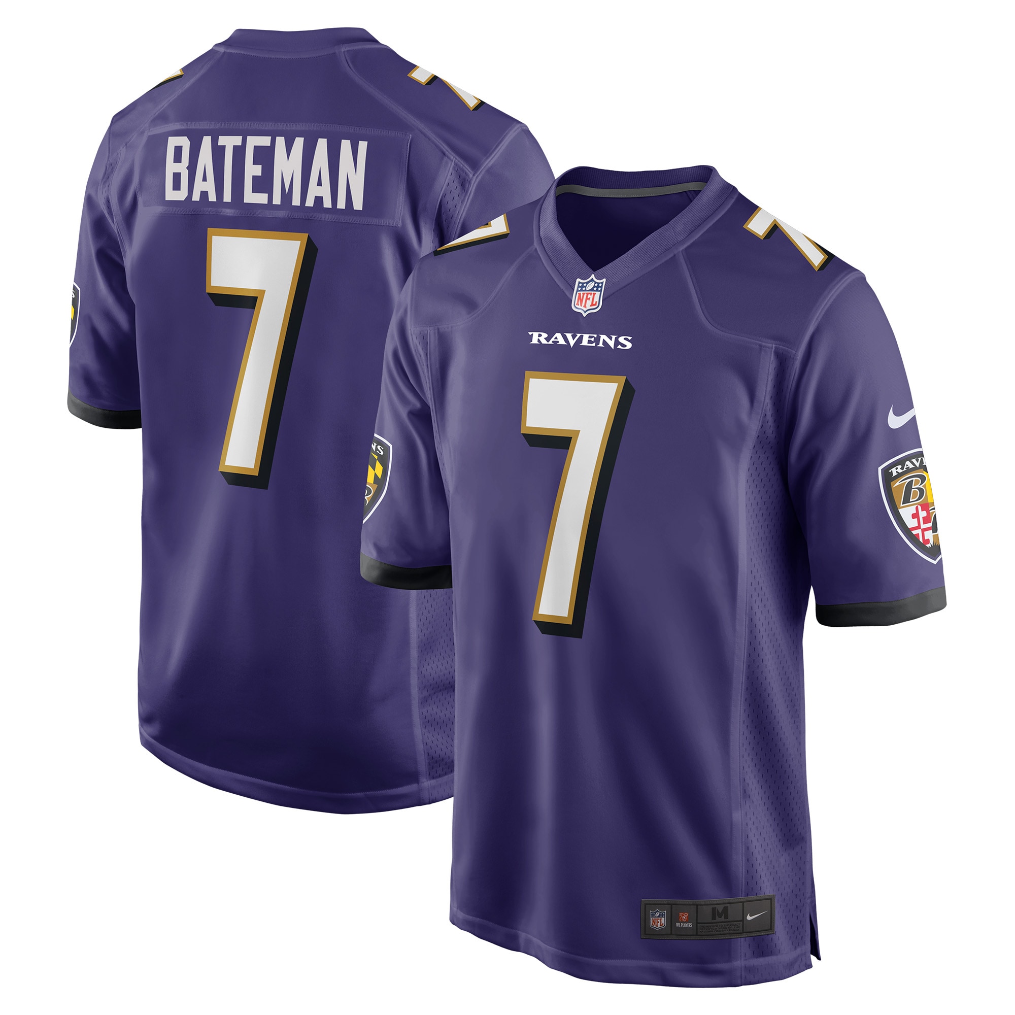 Men's Baltimore Ravens Rashod Bateman Purple Game Player Jersey