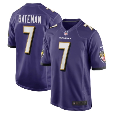 Men's Baltimore Ravens Rashod Bateman Purple Game Player Jersey 01