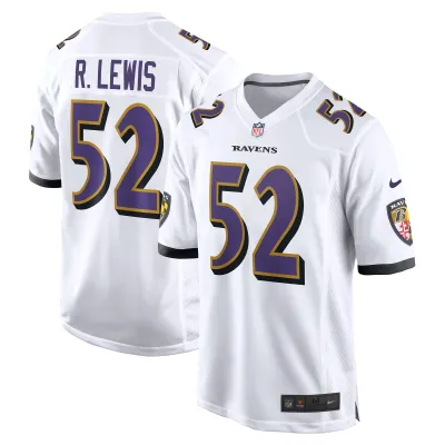 Men's Baltimore Ravens Ray Lewis White Retired Player Game Jersey 01