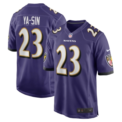 Men's Baltimore Ravens Rock Ya-Sin Purple Game Jersey 01