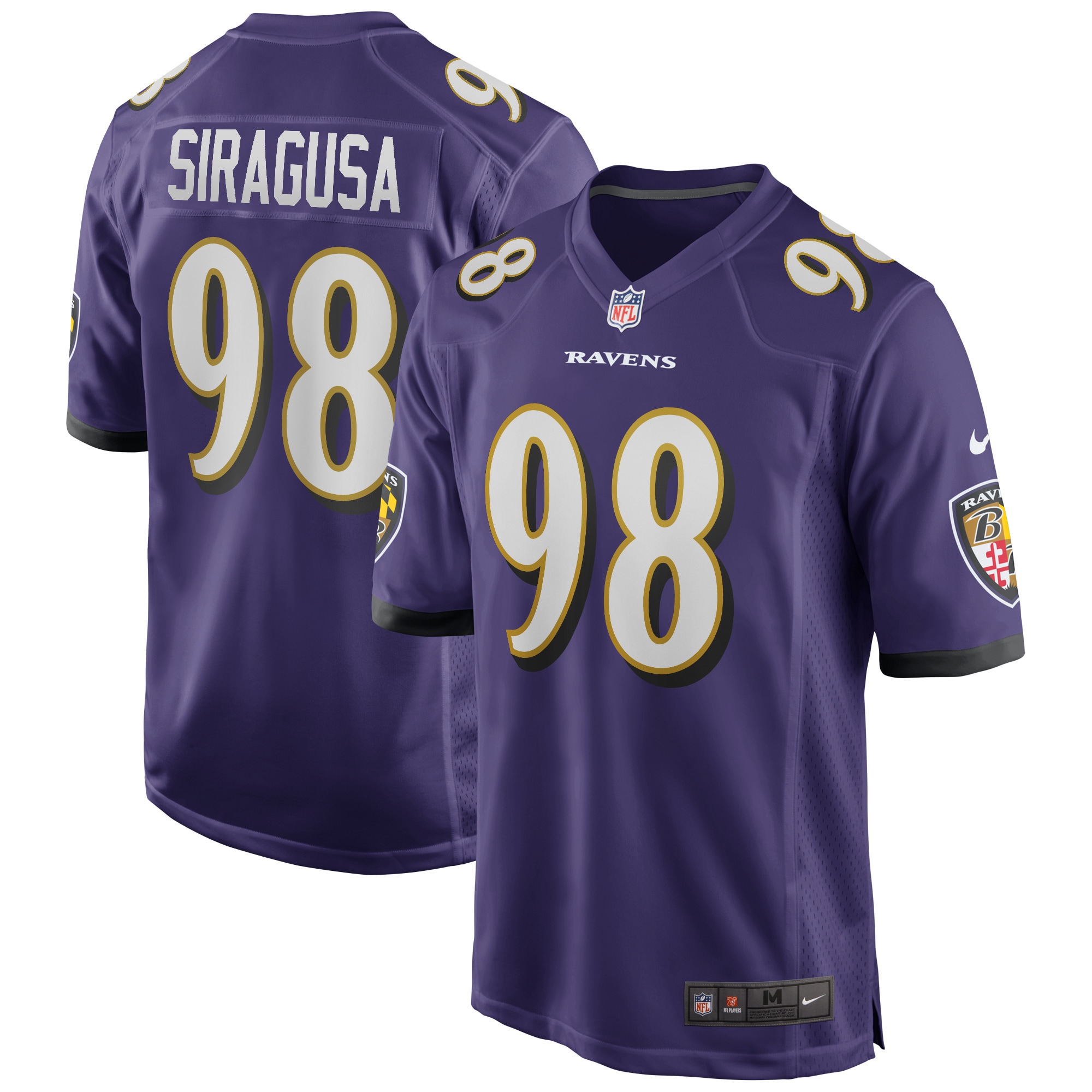Men's Baltimore Ravens Tony Siragusa Purple Game Retired Player Jersey