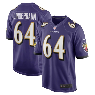 Men's Baltimore Ravens Tyler Linderbaum Purple Player Game Jersey 01