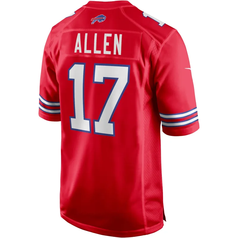 Men's Buffalo Bills Josh Allen Red Alternate Game Player Jersey