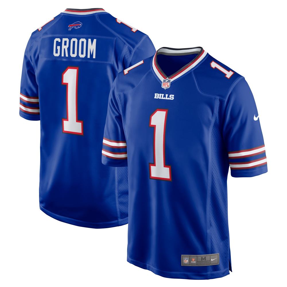 Men's Buffalo Bills Number 1 Groom Royal Game Jersey
