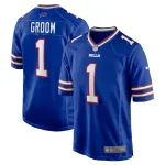 Men's Buffalo Bills Number 1 Groom Royal Game Jersey