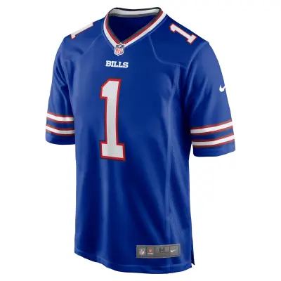 Men's Buffalo Bills Number 1 Groom Royal Game Jersey 02