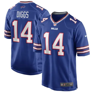 Men's Buffalo Bills Stefon Diggs Royal Logo Game Player Jersey 01