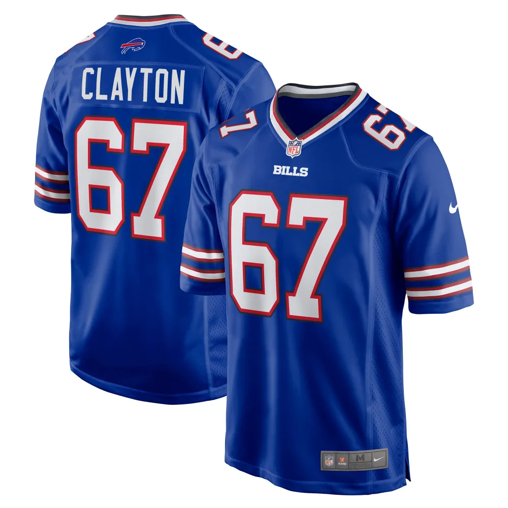 Men's Buffalo Bills Travis Clayton Royal Game Jersey