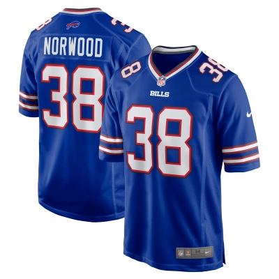 Men's Buffalo Bills Tre Norwood Royal Team Game Jersey 01