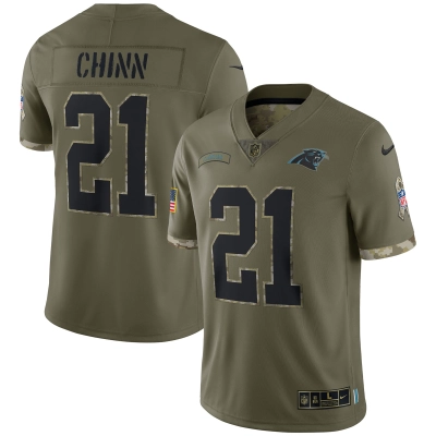 Men's Carolina Panthers Olive 2022 Salute To Service Limited Jersey 01