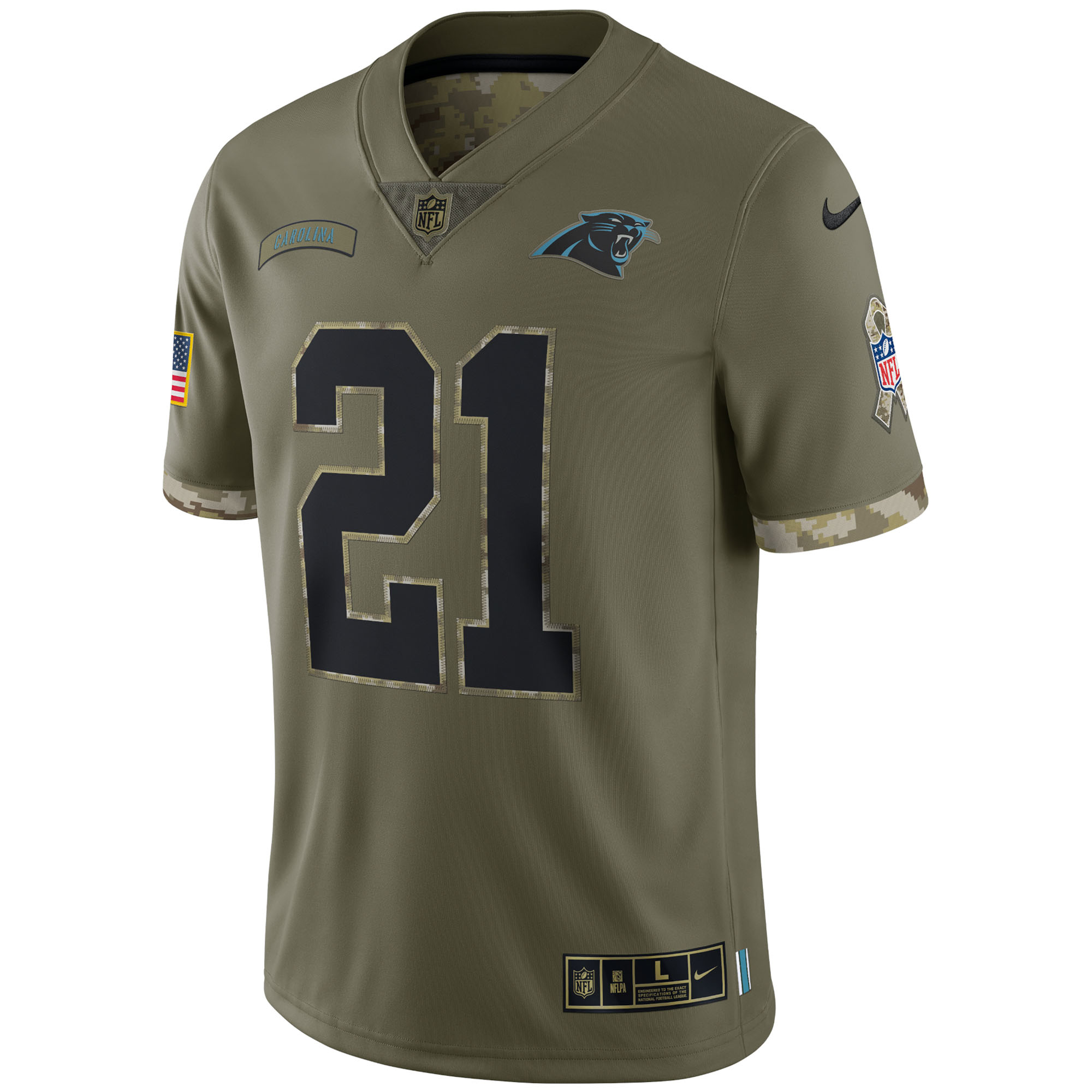 Men's Carolina Panthers Olive 2022 Salute To Service Limited Jersey