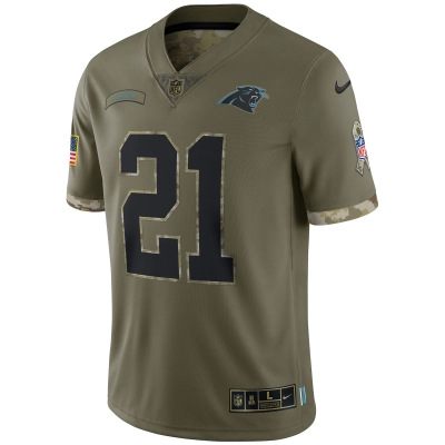 Men's Carolina Panthers Olive 2022 Salute To Service Limited Jersey 02