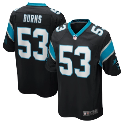 Men's Carolina Panthers Brian Burns Black Game Jersey 01
