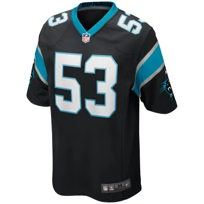 Men's Carolina Panthers Brian Burns Black Game Jersey 02