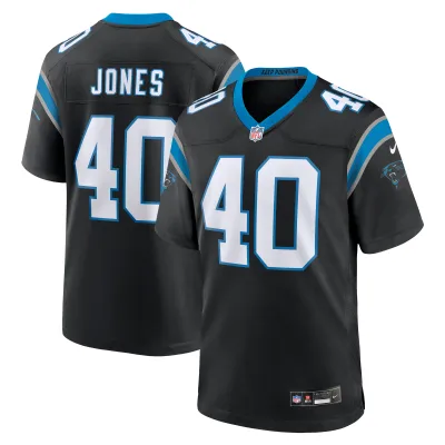 Men's Carolina Panthers Deion Jones Black Game Jersey 01