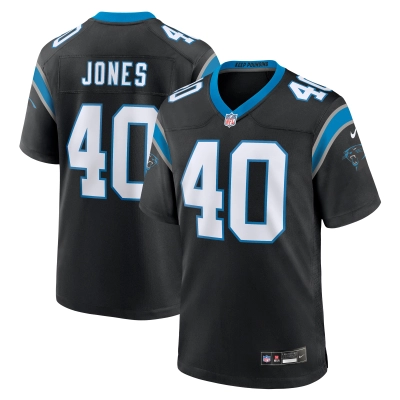 Men's Carolina Panthers Deion Jones Black Game Jersey 01